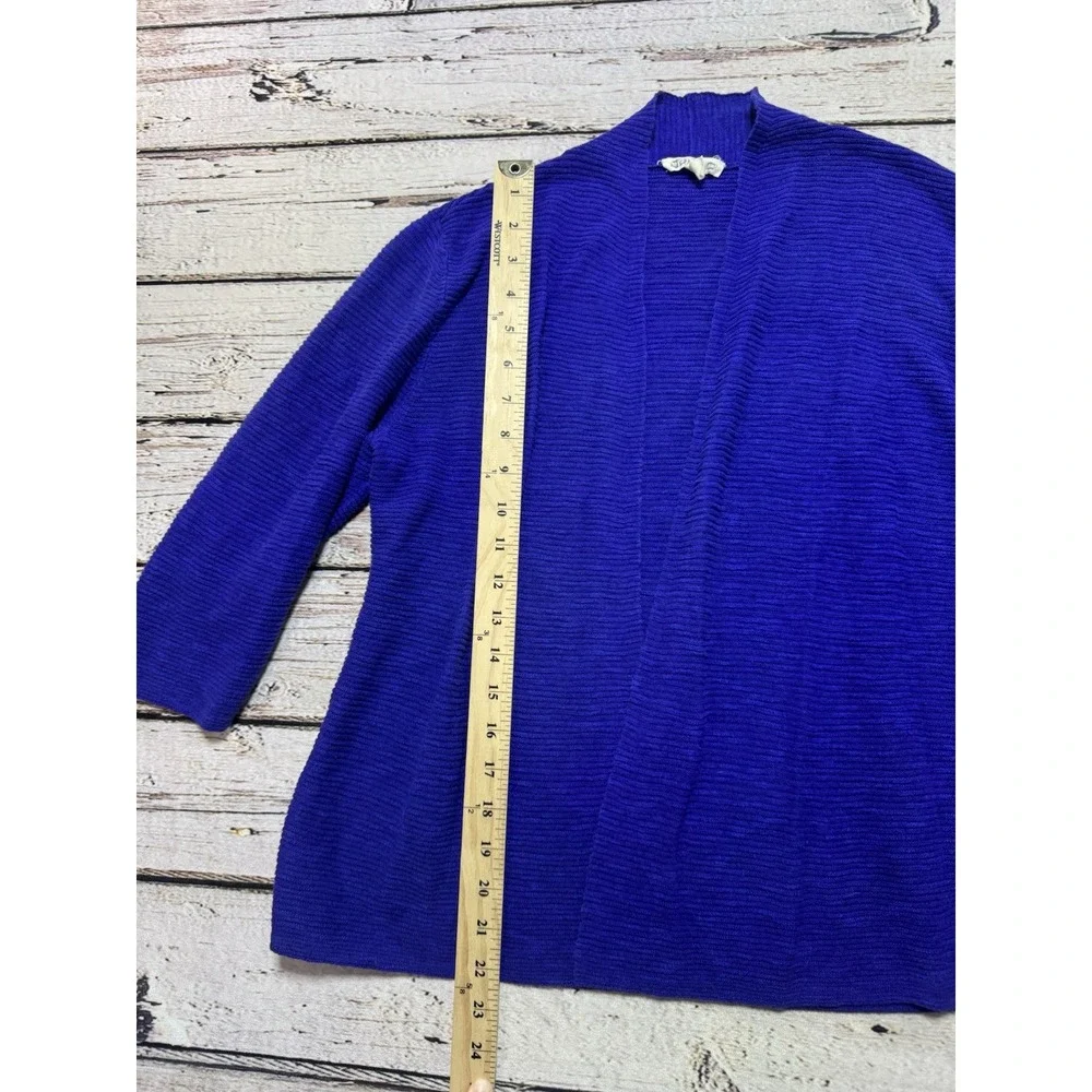 Eileen Fisher Cotton Linen Blend Purple Open Cardigan Sweater 3/4 Sleeves Sz M